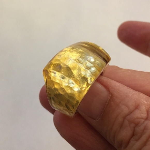 Sterling silver gold plated lucite dome ring - Picture 6 of 11